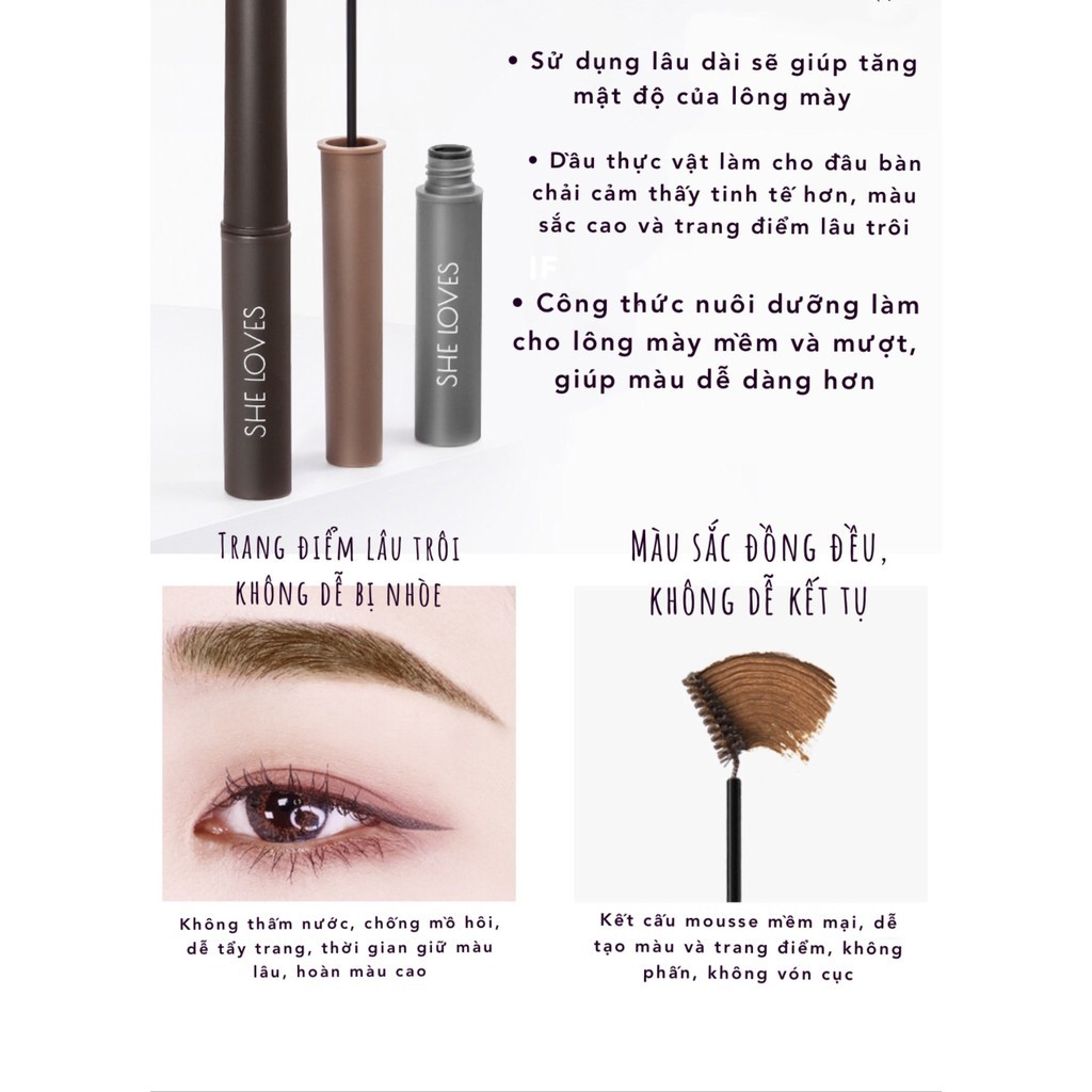 Mascara Chân Mày Bền Màu, Lâu Trôi Sheloves Brow Mascara