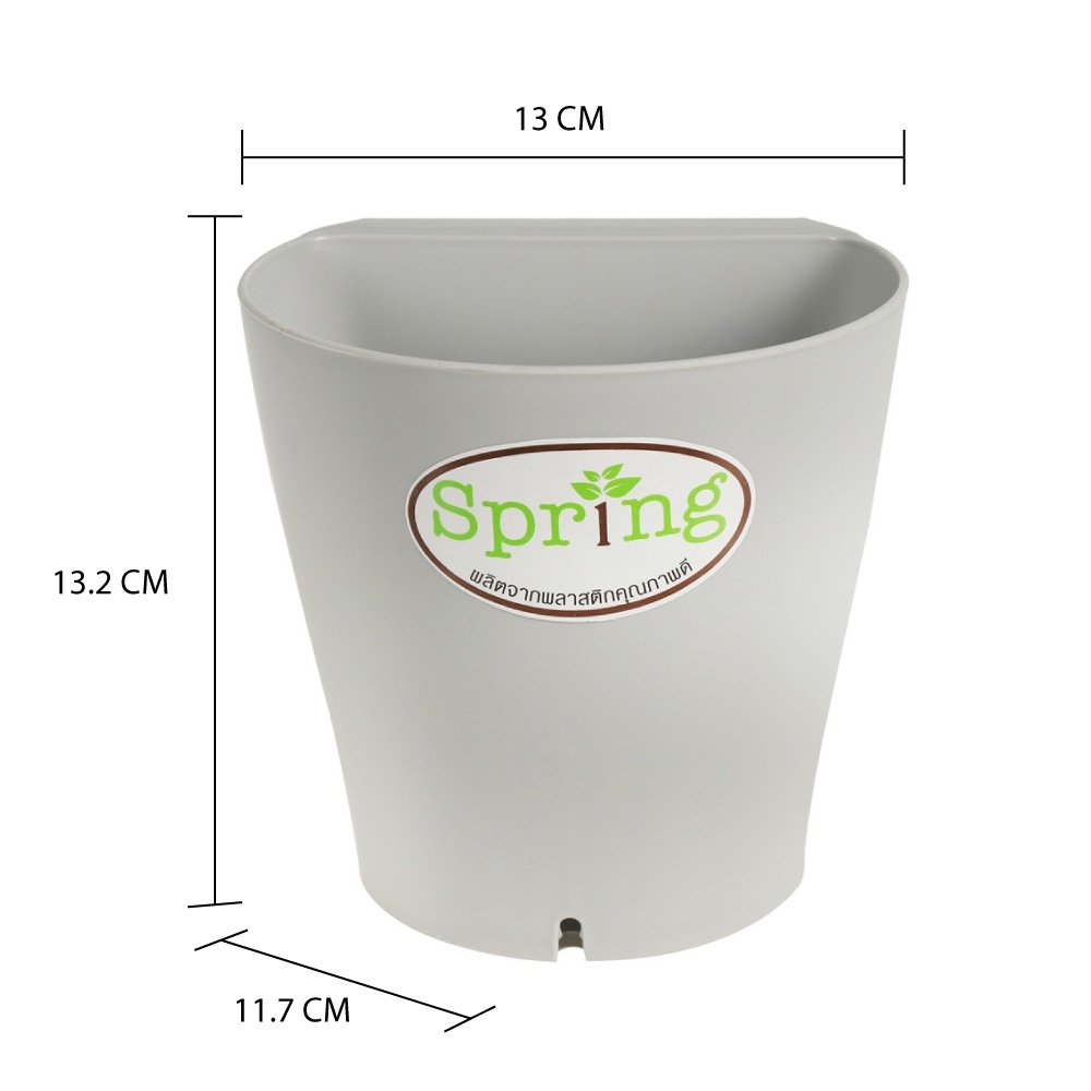 HomeBase SPRING Chậu nhựa trồng cây treo tường Thái Lan W13xH13xD11.7cm màu xám