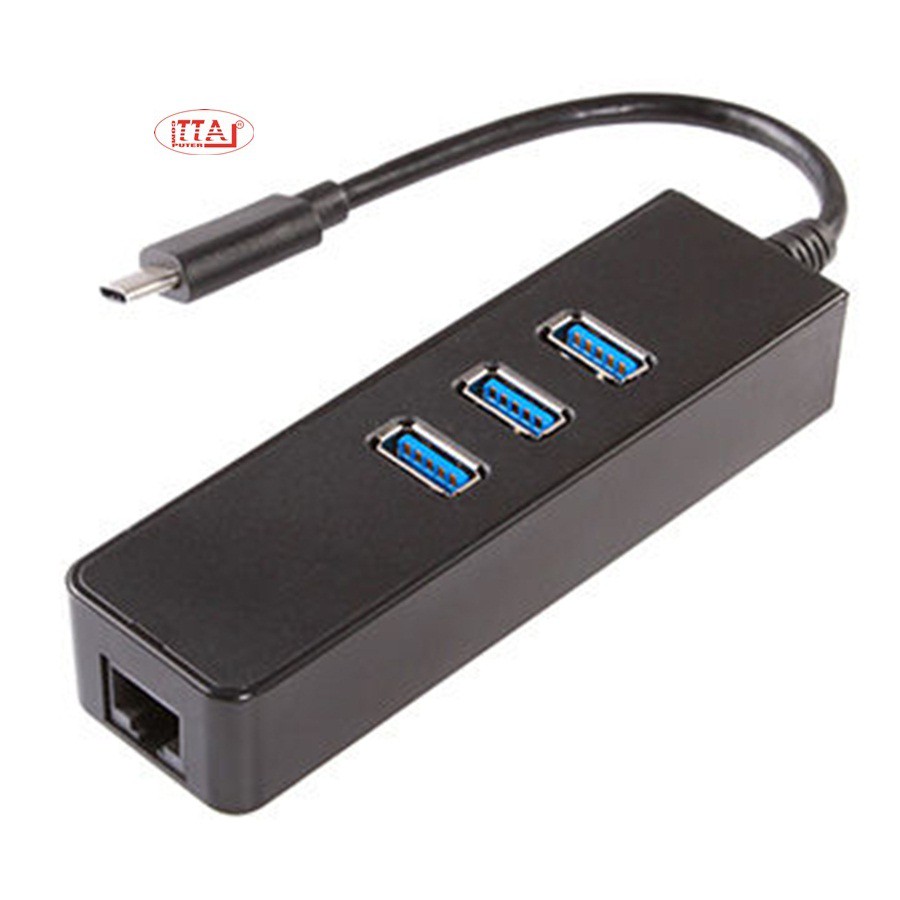 Dây USB Type C ra Hub USB 3 cổng 3.0 và LAN GIGA 100/1000