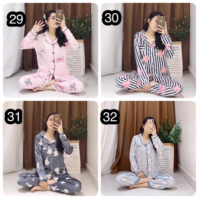 Đồ bộ lụa Hoạ tiết áo dài-quần dài | BigBuy360 - bigbuy360.vn