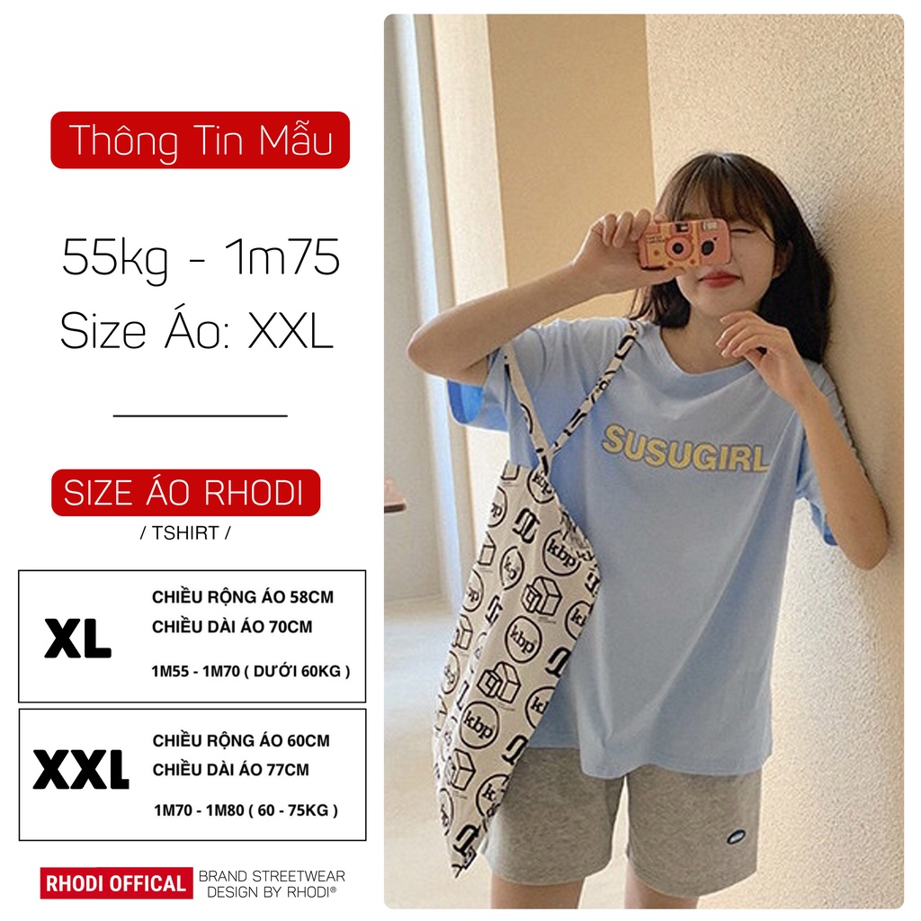 Áo thun local brand RHODI phông cổ tròn tay lỡ unisex nam nữ thế hệ genz basic tee xanh