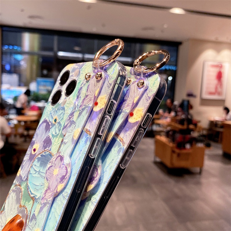 Ốp Điện Thoại Mềm Họa Tiết Tranh Sơn Dầu Nền Xanh Dương Cho iPhone 13 / 12 Pro Max iP11