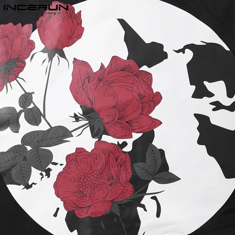 Áo croptop Incerun sát nách in họa tiết phong cách cổ điển thời trang mùa hè cá tính cho nam