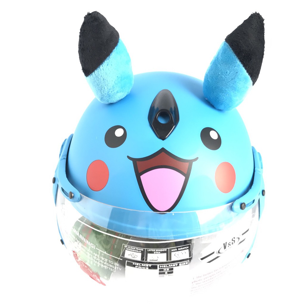 Mũ bảo hiểm trẻ em có kính V&amp;S Helmet hình Pikachu xanh dương