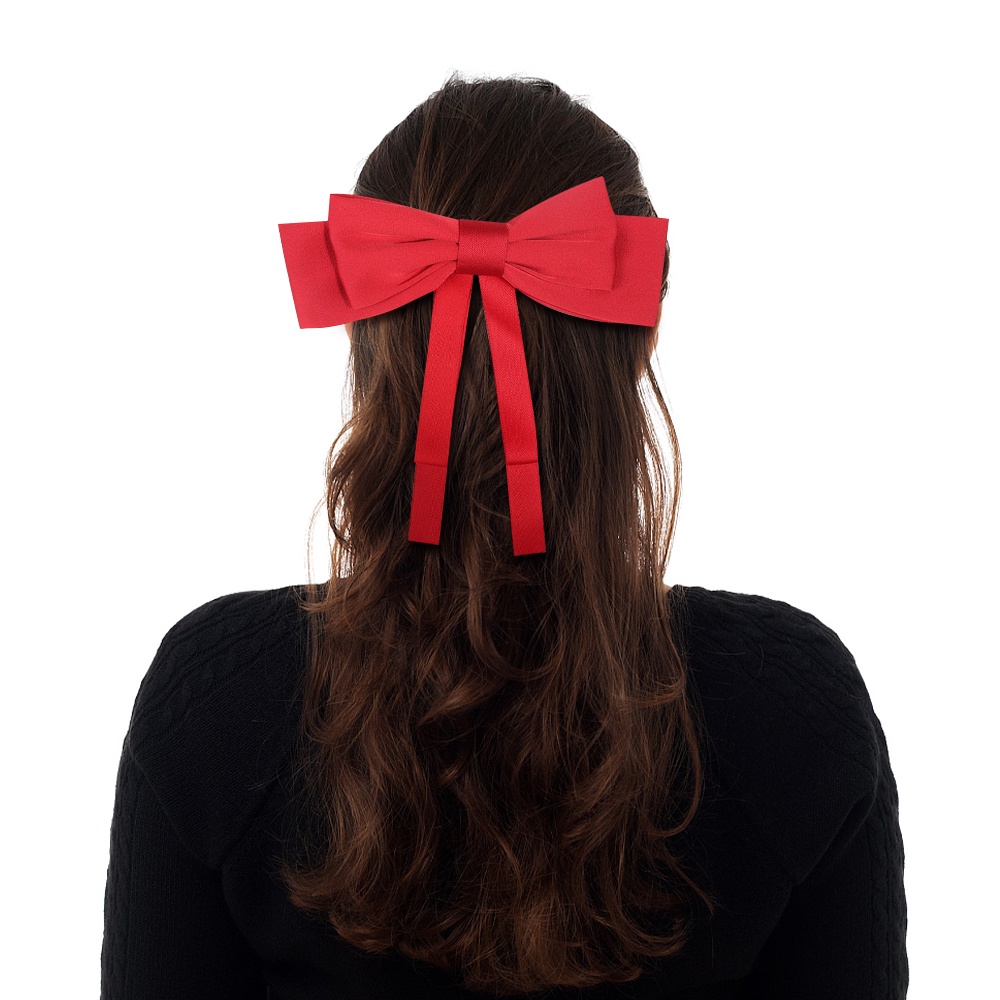 Kẹp Tóc Hình Nơ Ruy Băng Lớn Nhiều Màu Sắc Phong Cách Vintage Dành Cho Nữ