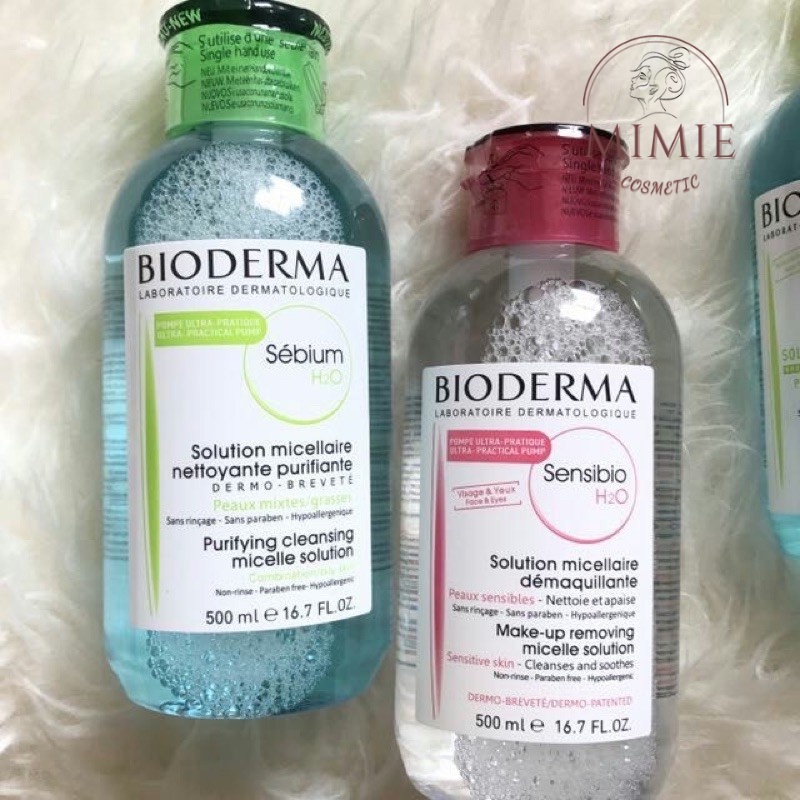 Nước Tẩy Trang Bioderma H2O Cho Da Dầu Sebium Và Da Nhạy Cảm Sensibio - Nắp Bật, Nắp Nhấn 500ml