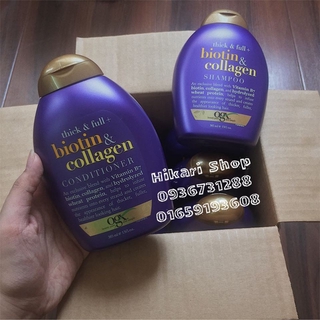 Cặp dầu gội ogx thick and full biotin and collagen shampoo nhật bản