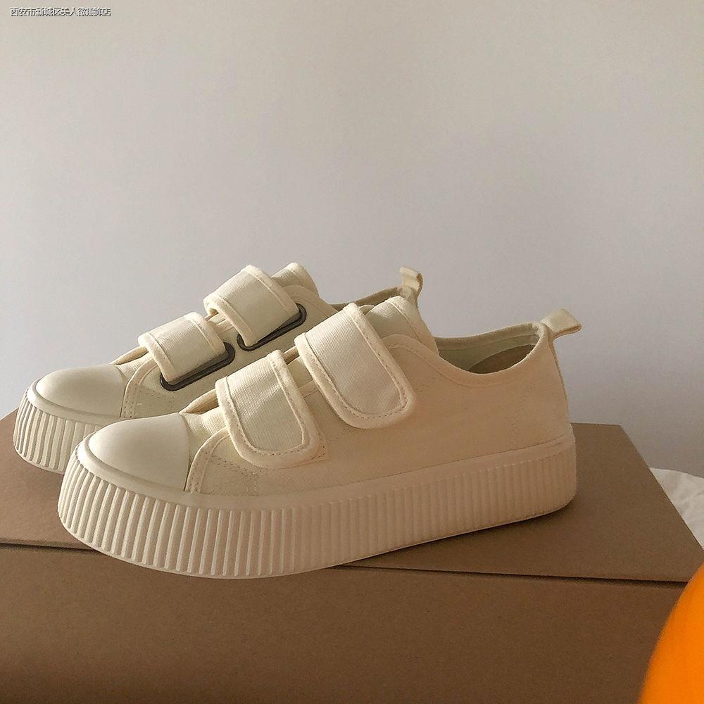 Giày vải canvas băng gai dính màu trơn thiết kế thời trang