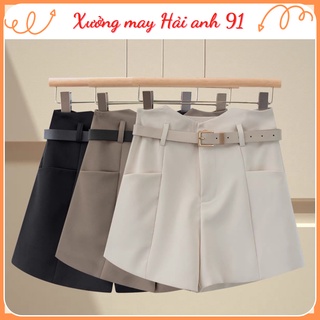 Quần short nữ cạp cao chữ v kèm đai - skd01