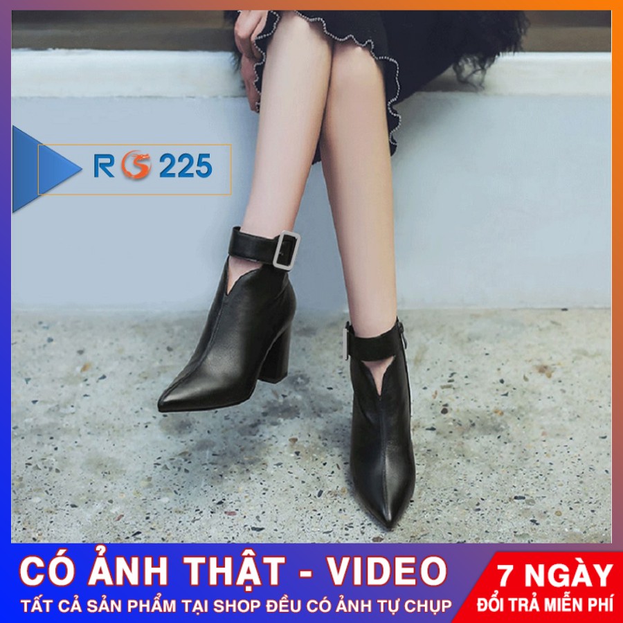 [ẢNH THẬT - FREE SHIP] Giày boot nữ cổ lỡ cao cấp ROSATA RO225 cao 7cm - HÀNG VIỆT NAM - BKSTORE