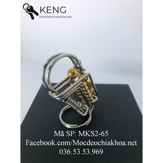Móc đeo chìa khóa inox trụ giữa Đồng, 2 bên bi đồng MKS2-65