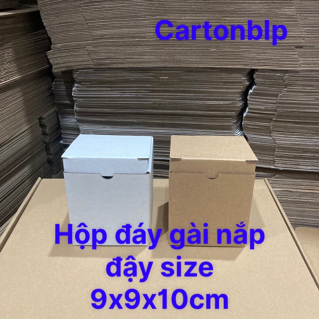 Hộp carton đáy gài nắp đậy size 9x9x10cm bộ 20 hộp carton