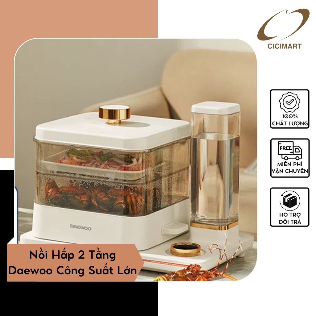 Nồi Hấp 2 Tầng Daewoo Công Suất Lớn 1500W Hiện Đại Giúp Giữ Hương Vị Thực Phẩm Tươi - Hàng Chất Lượng Cao