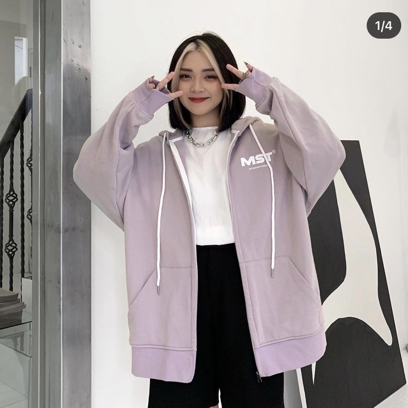 Áo Khoác Tay Phồng Nữ Khoá Kéo - Nỉ Ngoại Xuất Dư