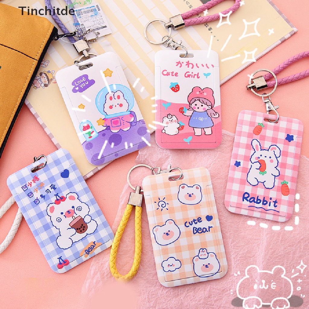 Túi Đựng Thẻ ID Họa Tiết Hoạt Hình Dễ Thương Kèm Móc Khóa Tiện Dụng