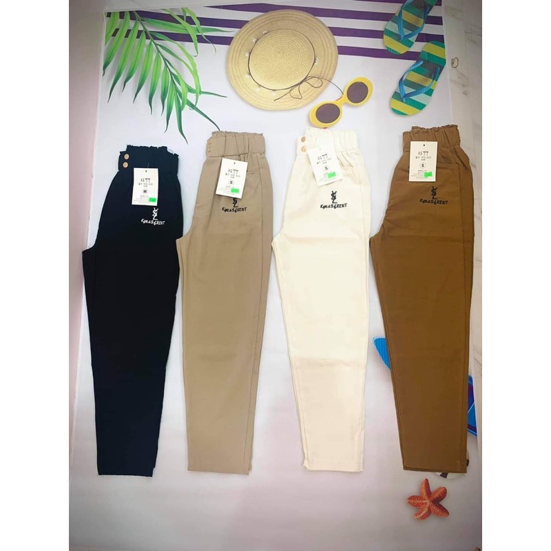 Quần Baggy Đũi Nữ 2 Khuy Thêu Chữ Mã Qd02
