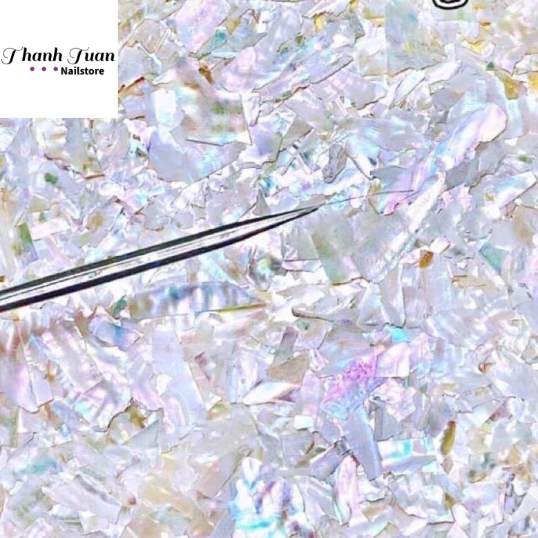 Túi xà cừ trắng dài -  ngắn đính móng  - Phụ kiện đồ nail