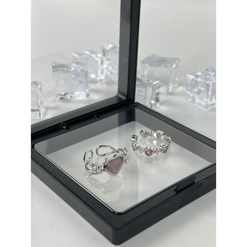 Nhẫn Hở Đính Đá Opal Màu Hồng Sang Trọng Phong Cách Hàn Quốc Cho Nữ