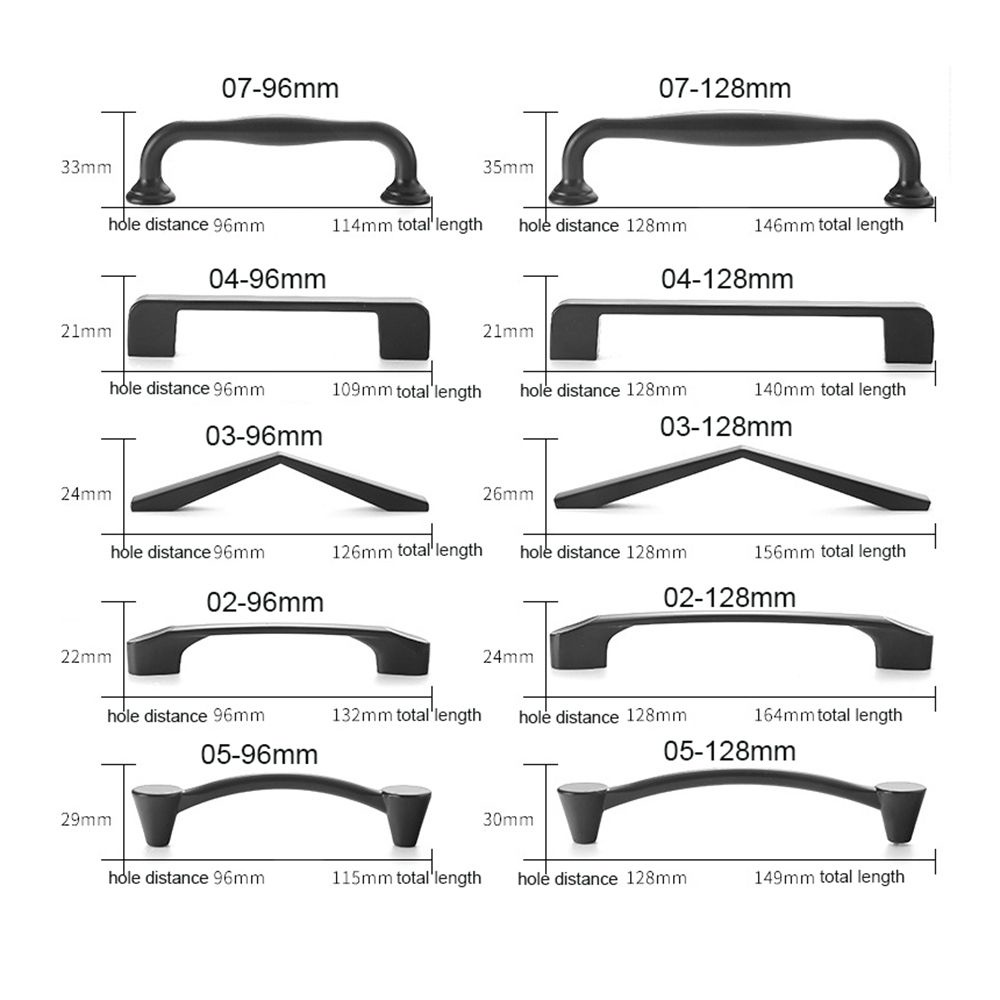 Tay nắm ngăn kéo tủ bằng chất liệu hợp kim nhôm màu đen phong cách cổ điển