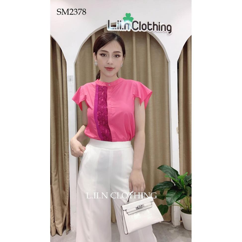 Áo kiểu nữ cao cấp Liin clothing màu hồng, thiết kế cổ tàu điệu đà, xinh xắn SM2378 Đẹp