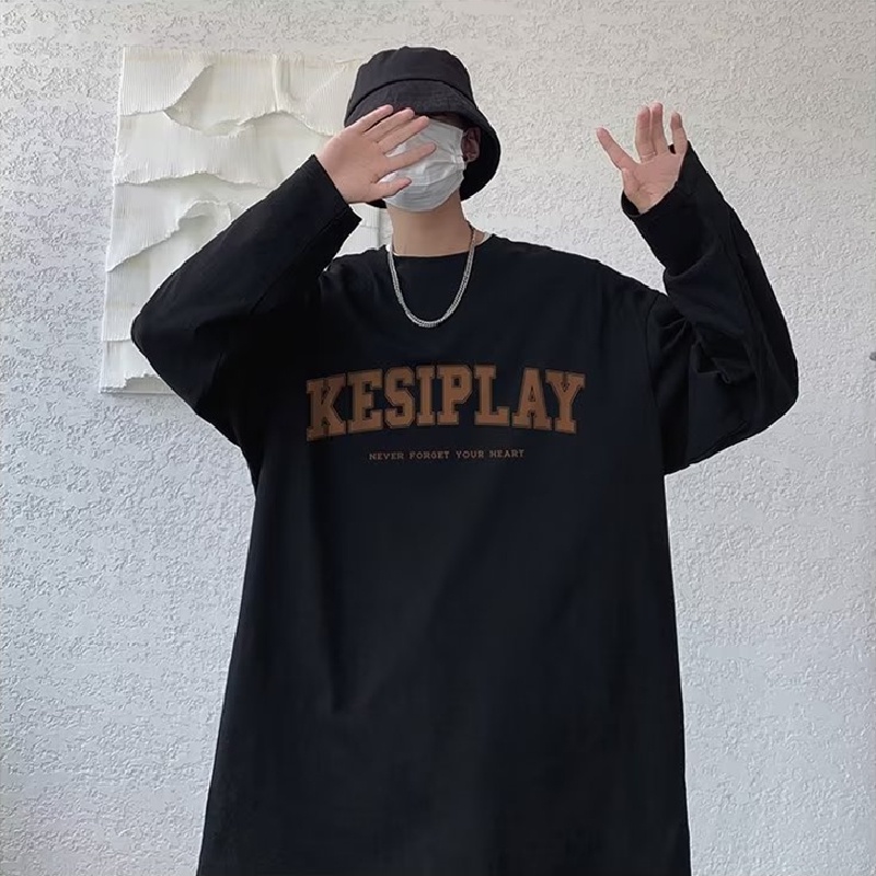 Áo Thun Tay Dài Dáng Rộng In Họa Tiết Hoạt Hình Phong Cách Hip Hop Đường Phố Cho Nam size M-5XL