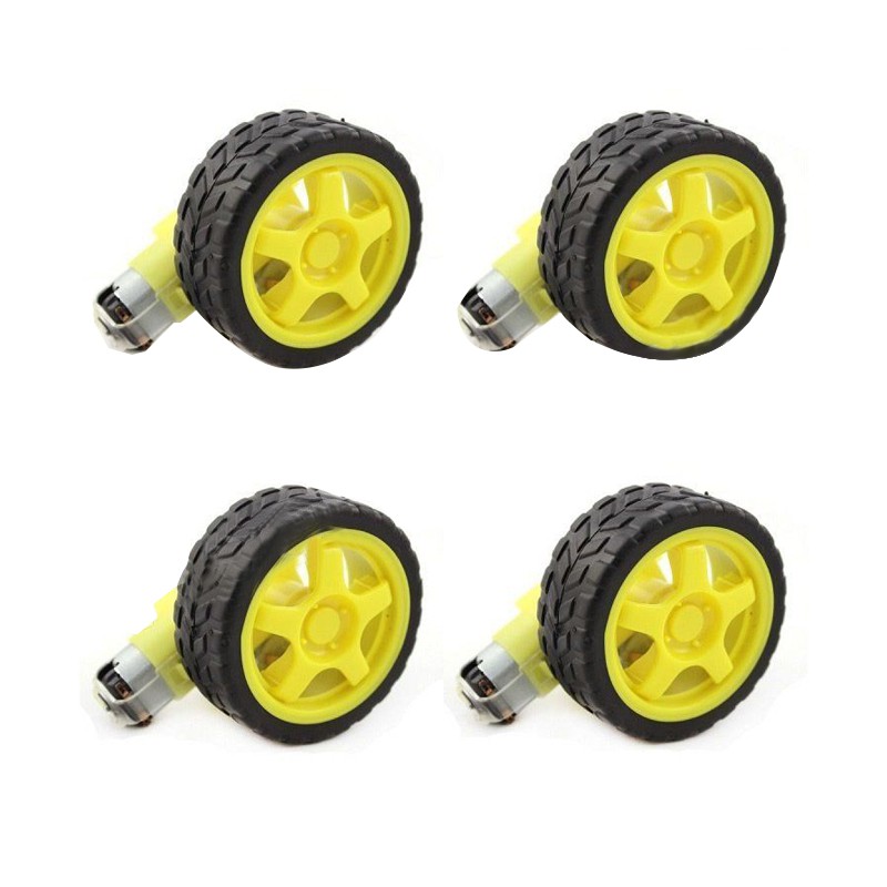 Bộ 4 bánh xe hơi động cơ Bộ truyền động DC 3-6V cho Arduino