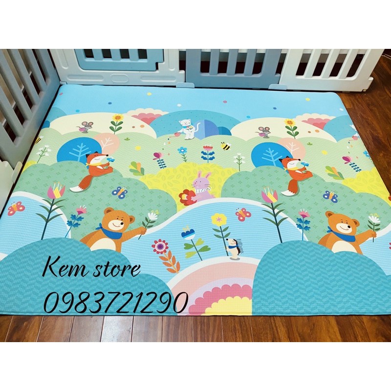 Thảm chơi trẻ em thảm Sillicon Babycare Korea chống thấm, trơn trượt, va đập; không mùi, phai màu. size 180*140*1,1cm