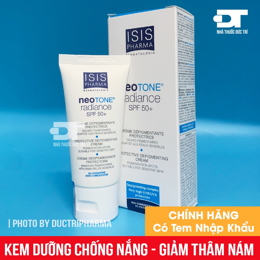 Kem dưỡng trắng, chống nắng, giảm thâm nám Neotone Radiance SPF50+ Isis Pharma