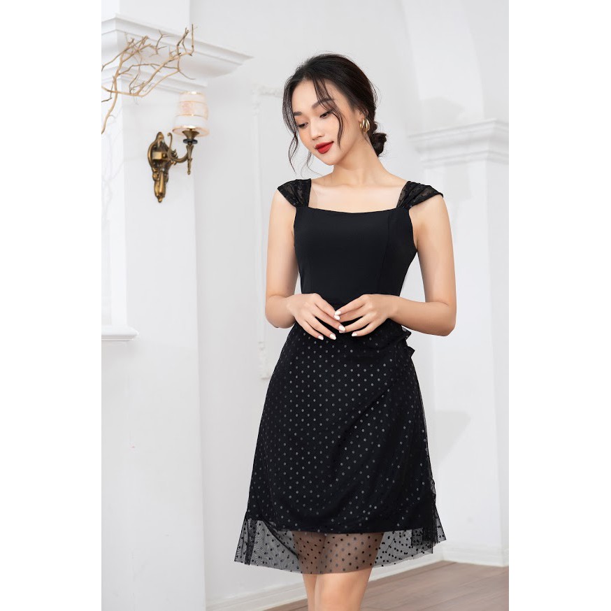Đầm hai dây MIARA phối lưới chấm bi trẻ trung, dự tiệc sang trọng DT50