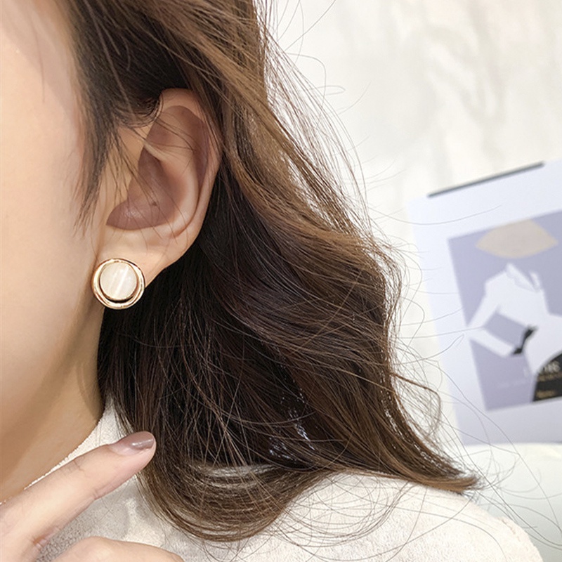 Khuyên Tai Giọt Nước Đính Đá Opal Cổ Điển Dễ Thương