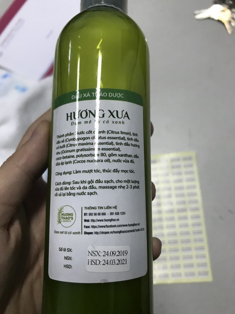 Dầu Xả Organic Hương Xưa Chai 300ml, Dưỡng Tóc, Kích Thích Mọc Tóc - Hương Thảo Cosmetics