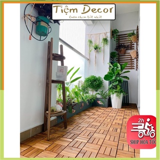 Combo 3 tấm sàn gỗ lót ban công ngoài trời 12 nan - tấm ván lót sàn gỗ vỉ nhựa ikea chịu nước tốt