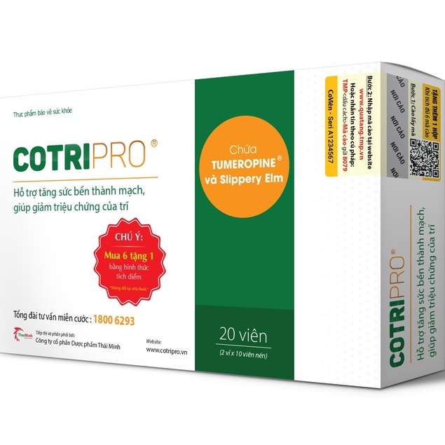 Viên uống CotriPro - Dùng khi bị trĩ nội, trĩ ngoại, người bị táo bón có nguy cơ bị trĩ