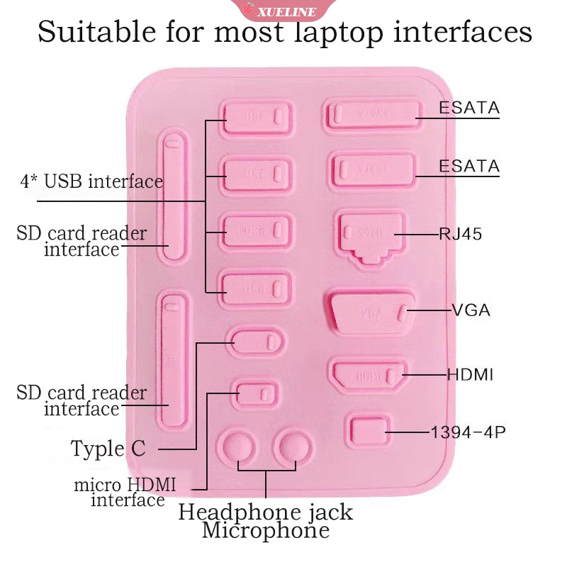 Bộ 16 Nút Silicone Bịt Cổng Laptop Chống Bụi Nhiều Màu Sắc