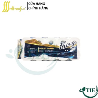 Giấy Vệ Sinh Cao Cấp Fairy 10 cuộn 4 lớp tặng kèm Khăn Rút Lụa 180 tờ