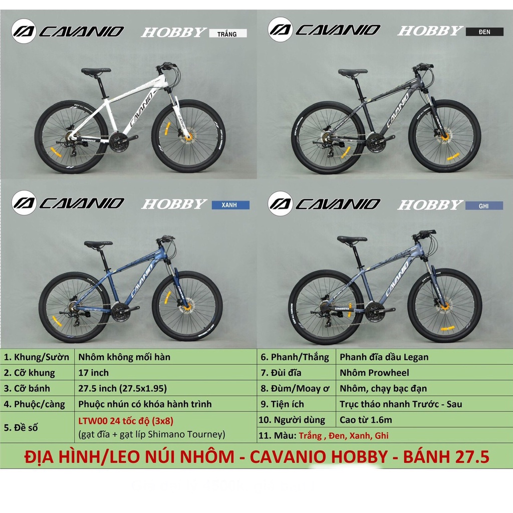 Xe đạp thể thao CAVANIO HOBBOY vành 27,5inch  phù hợp cho người cao 1m60 trở lên