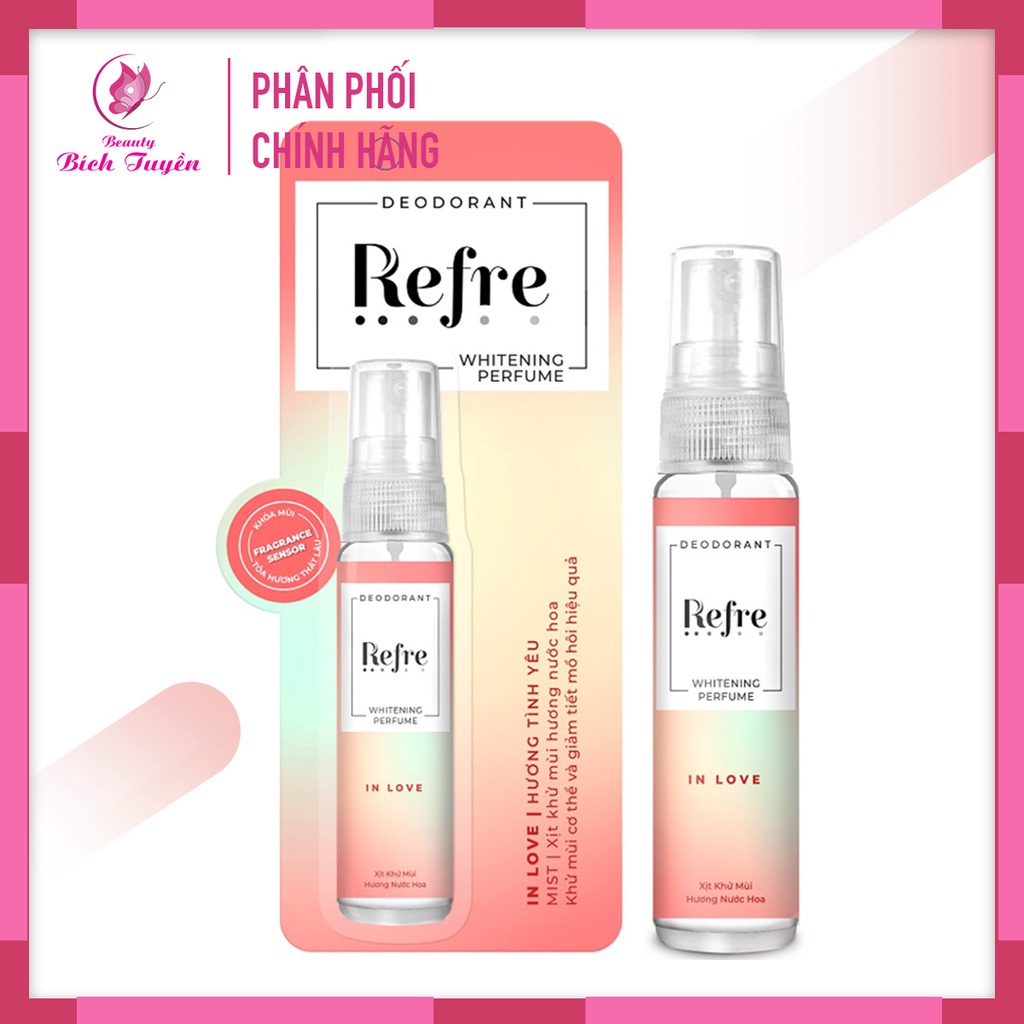 Xịt khử mùi hương nước hoa - Refre Whitening Perfume Xịt khử mùi dưỡng trắng hương nước hoa Refre 30ml/chai-toàn thân