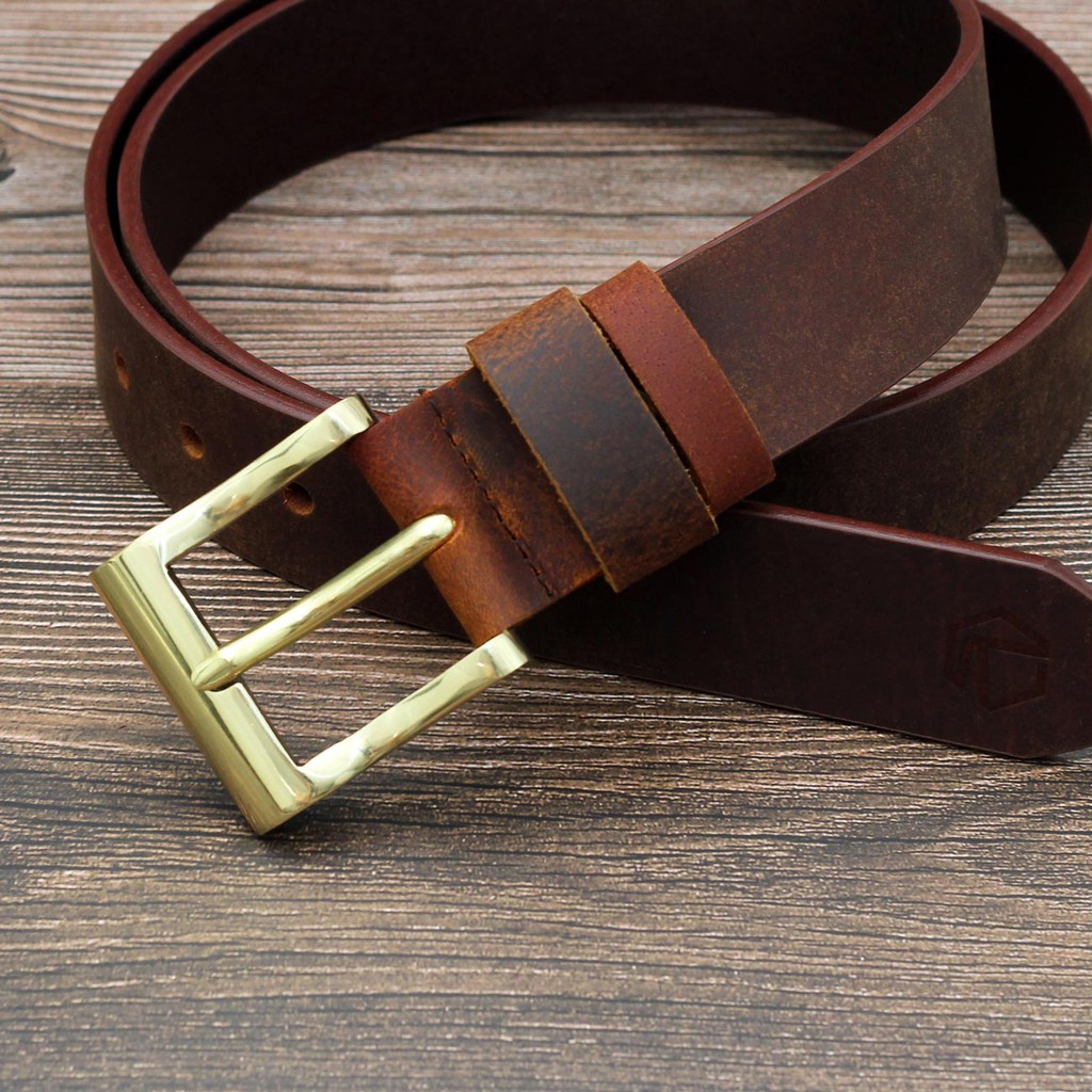 Thắt lưng da bò sáp khóa đồng Anh Tho Leather S4K-04