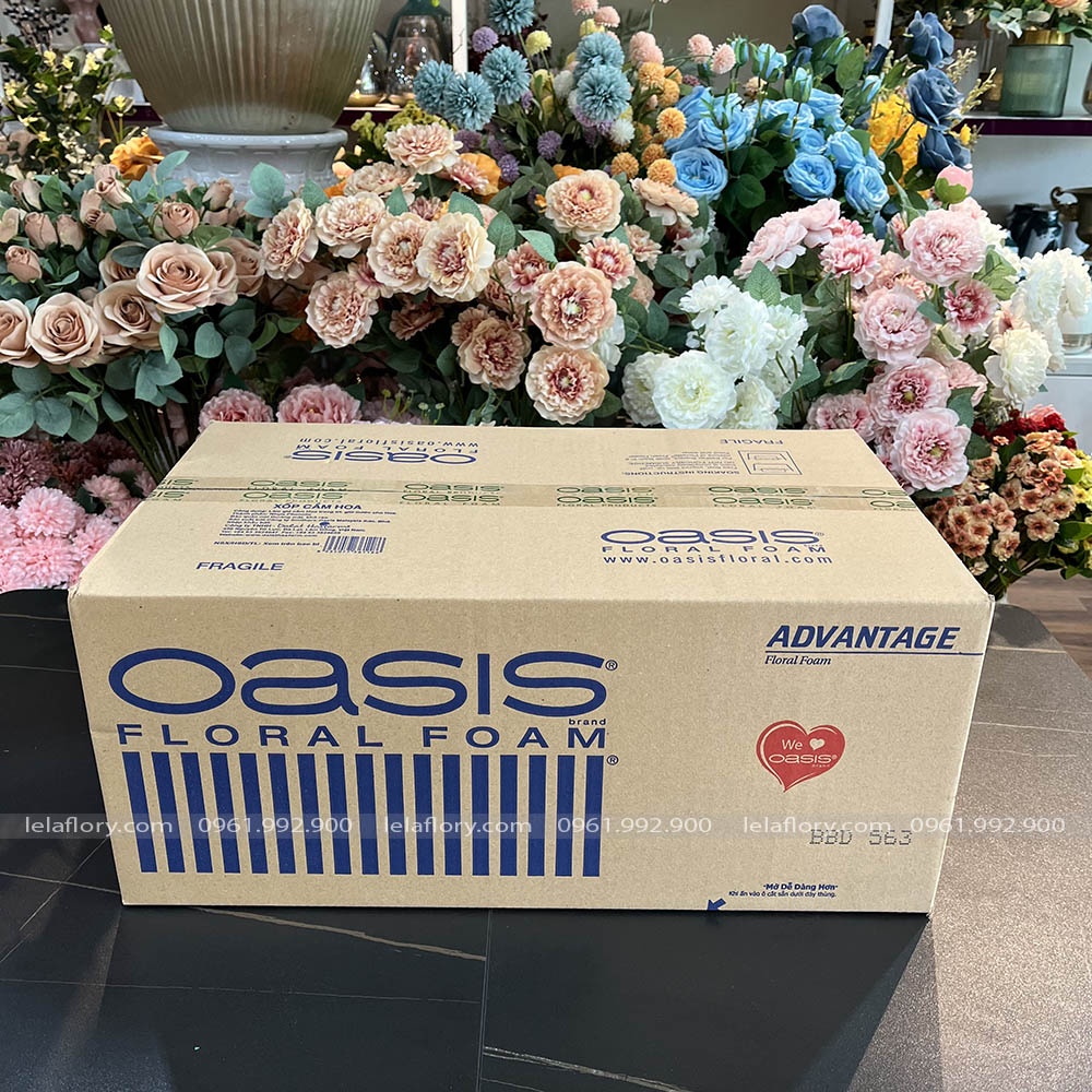 (1 viên) Xốp xanh cắm hoa tươi, hoa sáp, mút xốp Oasis Malaysia chính hãng