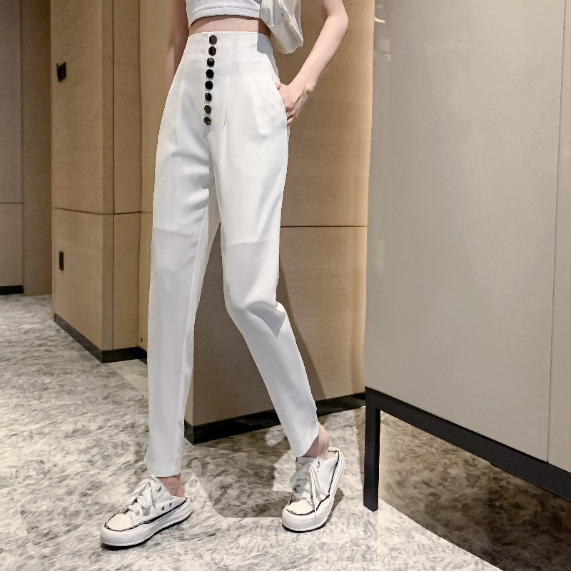 (ORDER) Quần âu nữ cạp cao viền cúc dọc | BigBuy360 - bigbuy360.vn