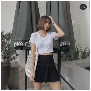 Áo croptop khuy cổ V