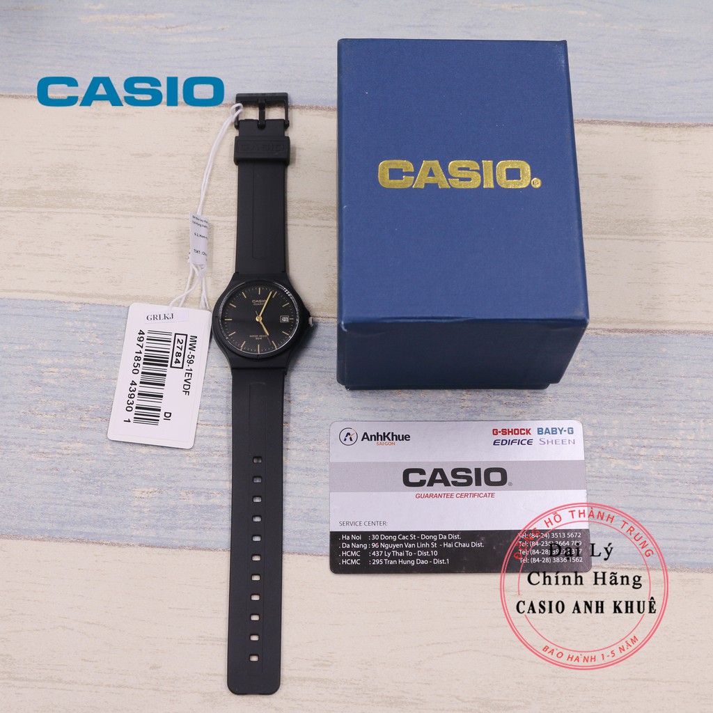 Đồng hồ Unisex Casio MW-59-1EVDF dây nhựa