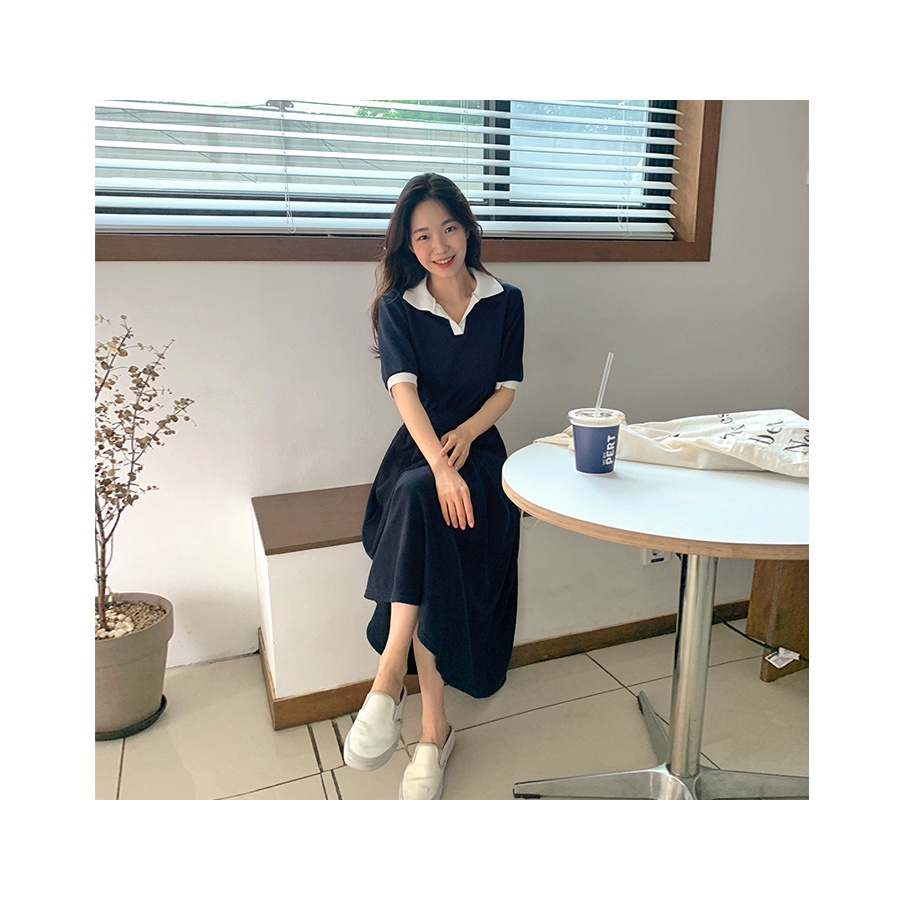 Đầm Thun polo Dài Vừa Phong Cách Hàn Quốc Thời Trang Mùa Hè Mới Cho Nữ