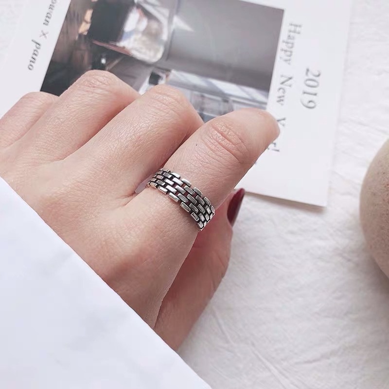 Nhẫn đôi nam nữ tròn Unisex màu bạc Thời trang SAZ chất liệu Titan đẹp đơn giản - Nhẫn đôi Las Ring