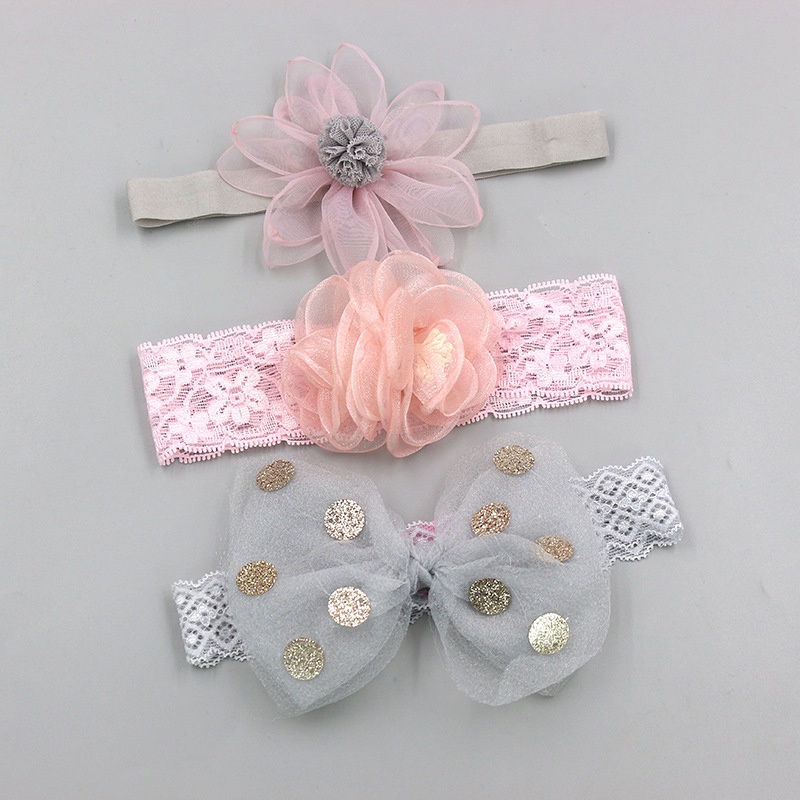 Set 3 Băng Đô Nơ Chấm Bi Dễ Thương Cho Bé Gái