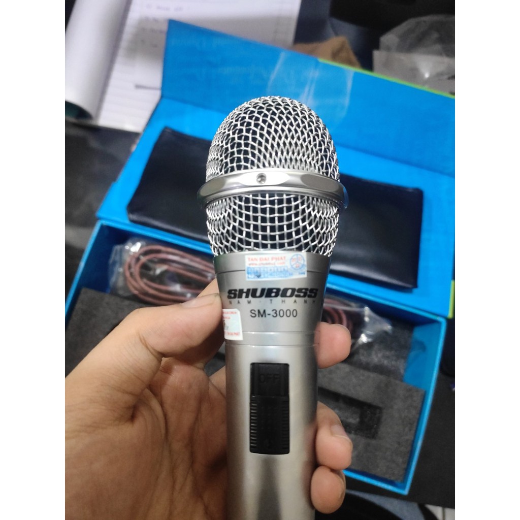 Micro có dây hát karaoke gia đình SHUBOSS SM3000 cao cấp hút âm tốt làm bằng kim loại sáng bóng chắc chắn