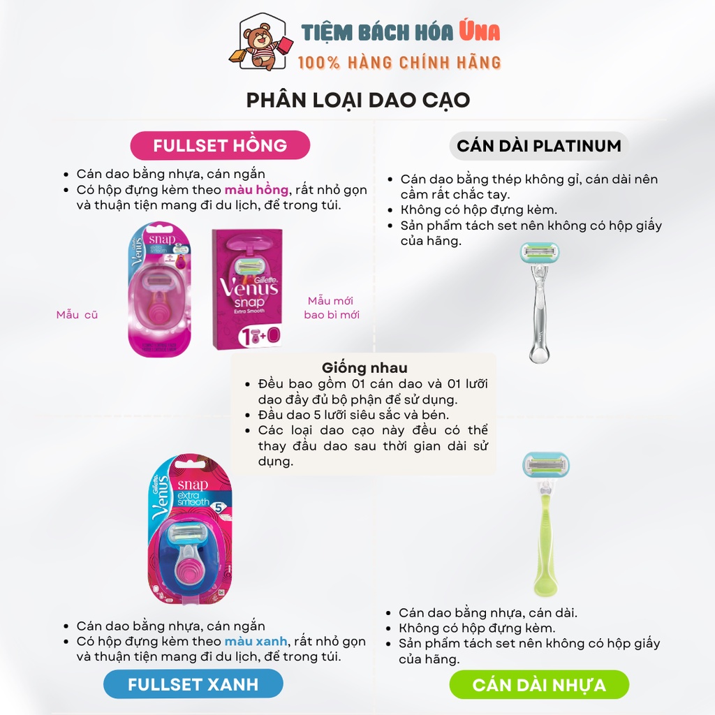 Dao cạo Gillette Venus Snap chuyên dành cho nữ - Lưỡi thay thế - Tiệm bách hóa Ú na