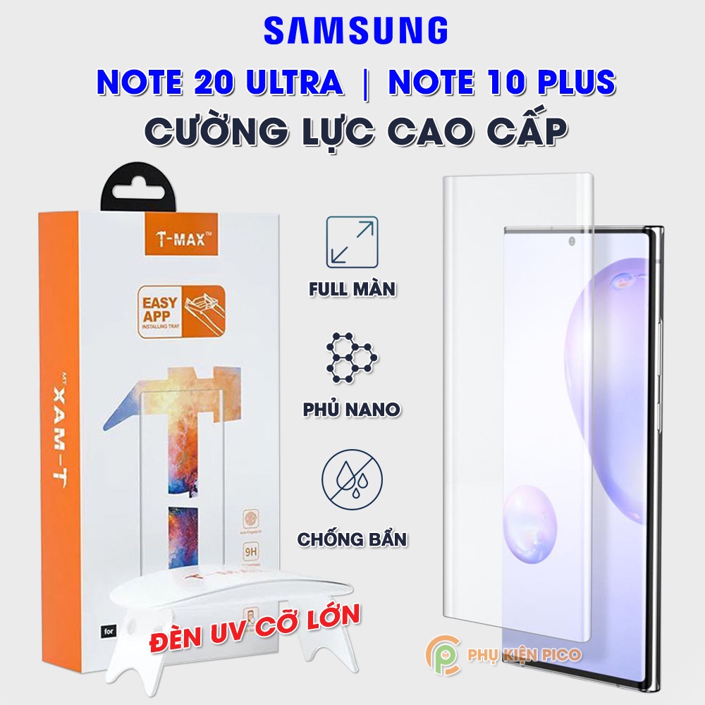 Cường lực Samsung Galaxy Note 20 Ultra / Note 10 Plus / Note 10 Pro full màn hình đèn UV cỡ lớn chính hãng T-Max