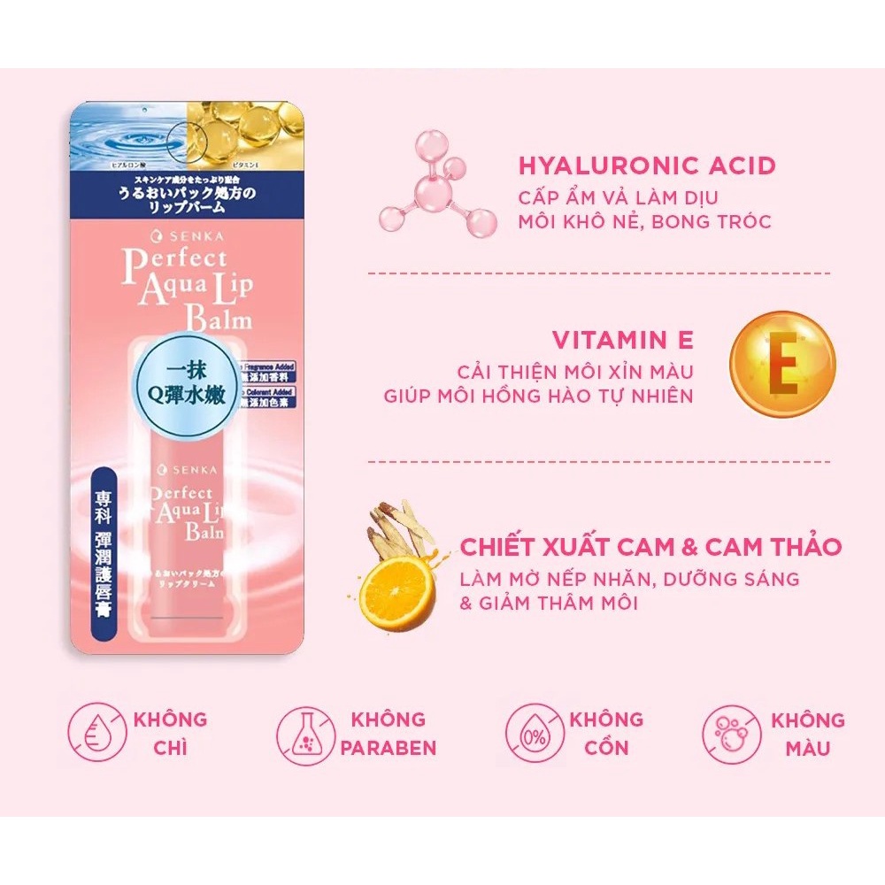 Son Dưỡng Môi Cấp Ẩm Senka Perfect Aqua Lip Balm 4.5g - Khongcoson