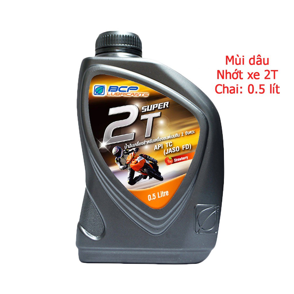 Nhớt xe máy 2T thơm mùi dâu BCP SUPER 2T – TC/FD – 0.5 Lít dầu nhớt NK Thái Lan